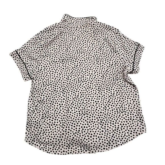 Kate Spade Pajama Top Womens XL Pink Polka Dot Notch Collar Short Sleeve Stretch - Picture 8 of 8